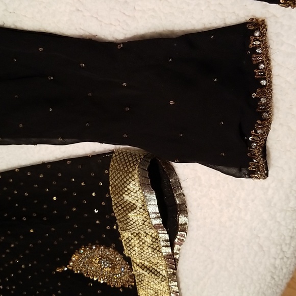 Ethnic Indian Ladies Embroidered /Beaded Formalwear Dress / Sz S-M / Bla… - Picture 16 of 17